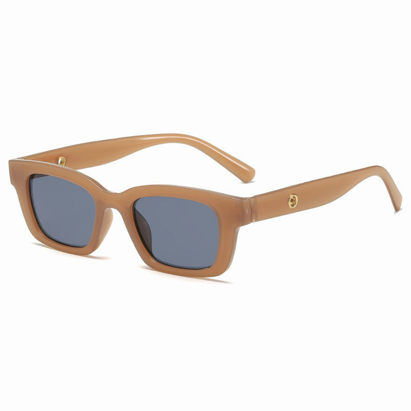 Kacamata Hitam Persegi Wanita/ Pria Gaya Retro Sempit Frame Murah Sunglasses Fashion Korea-Brown Kecil