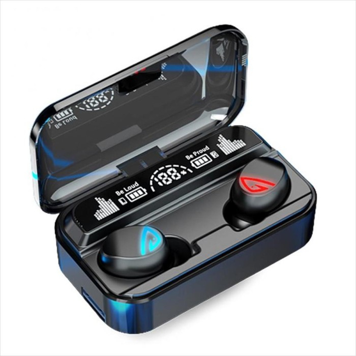 SKY-5 Tws Gaming 2000mAh V5.2 Touch Control 9D Hifi Sound LED Display - SKY-5-Hitam