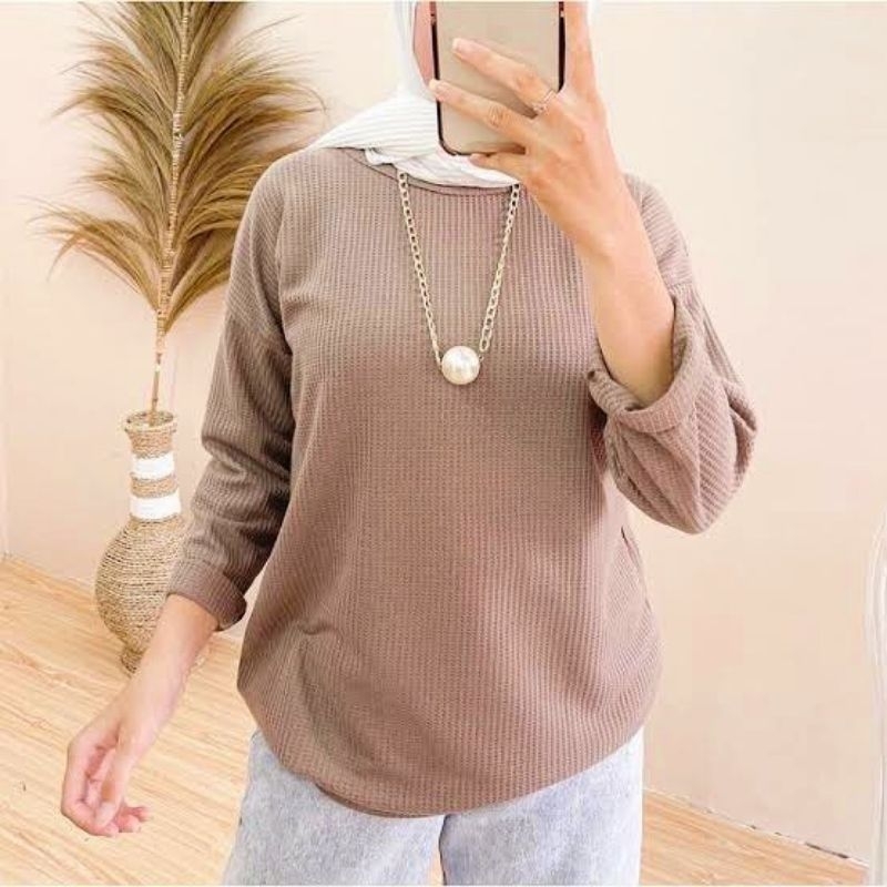 Kaos Wafer Premium/Kaos Rib Wafer Premium/Kaos Wafer Lengan Panjang/Kaos Waffle