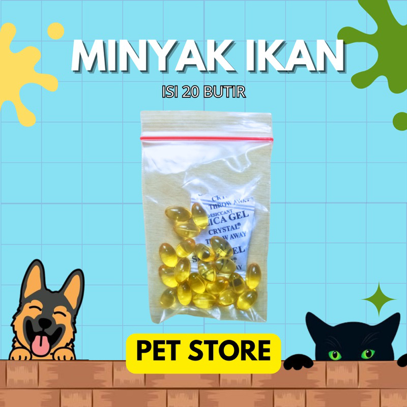 Minyak Ikan Original 20 butir Suplemen Semua Jenis Hewan (Kucing Anjing dll)