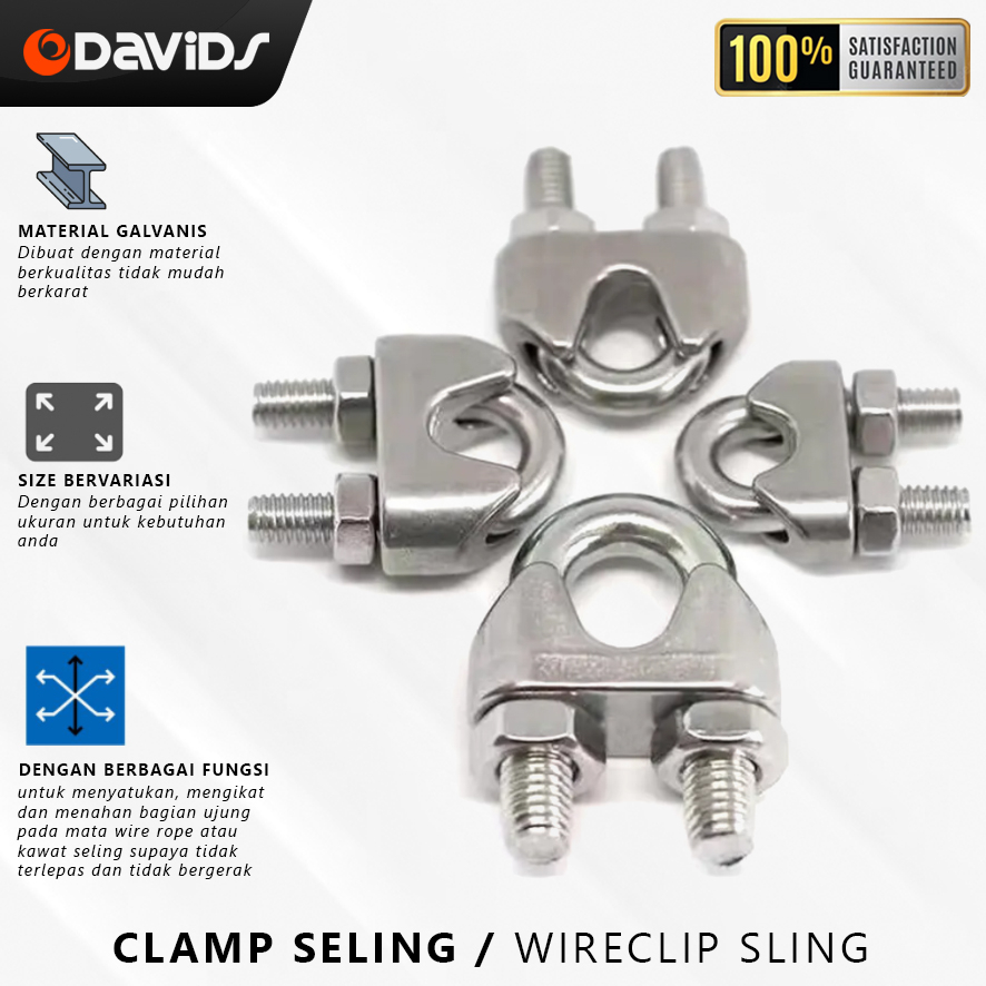 Klem Seling Clamp Sling Kuku Macan Galvanis Wire Rope Clip