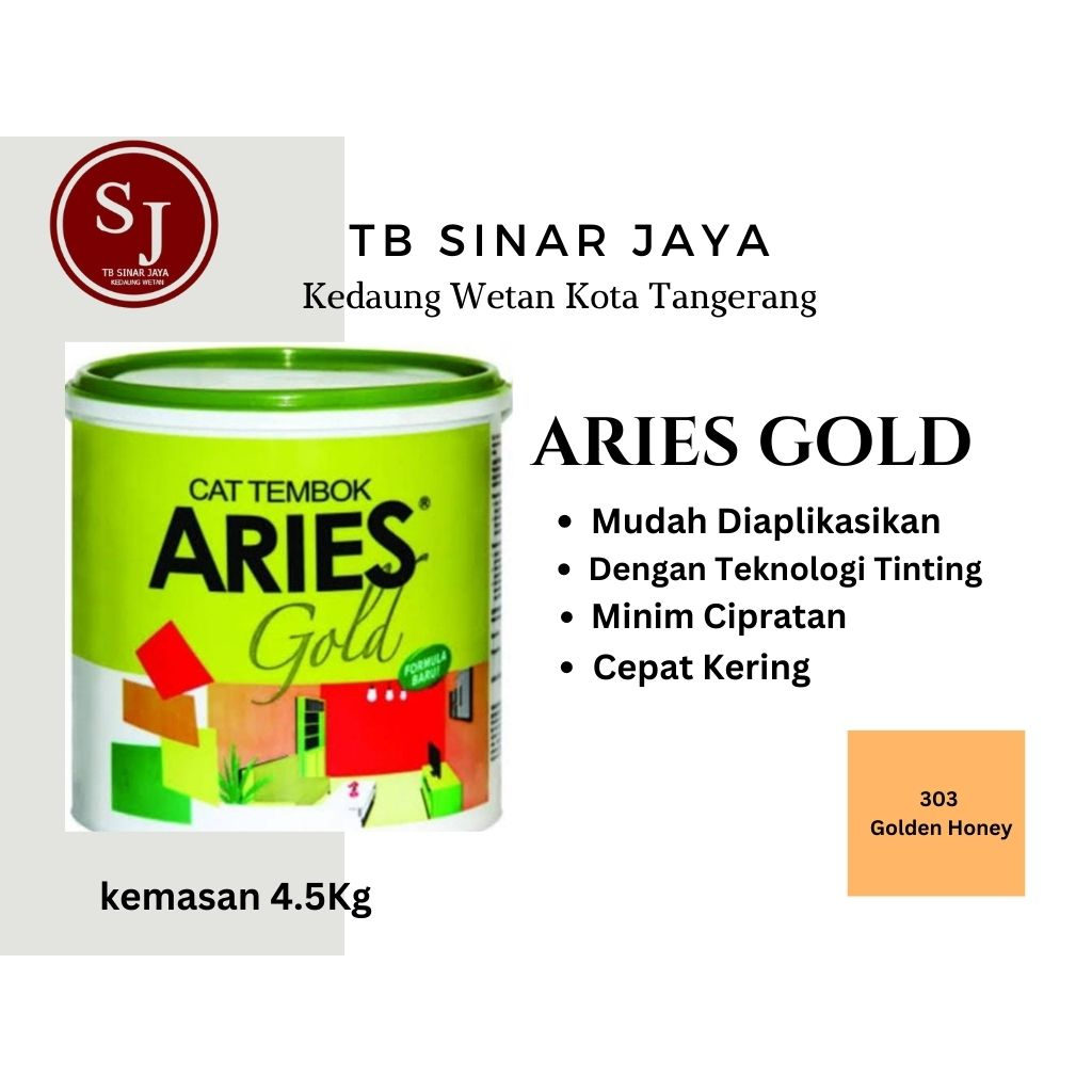 Aries Gold Galon 4.5kg Cat Tembok Dinding Plafon Interior -303 Golden Honey