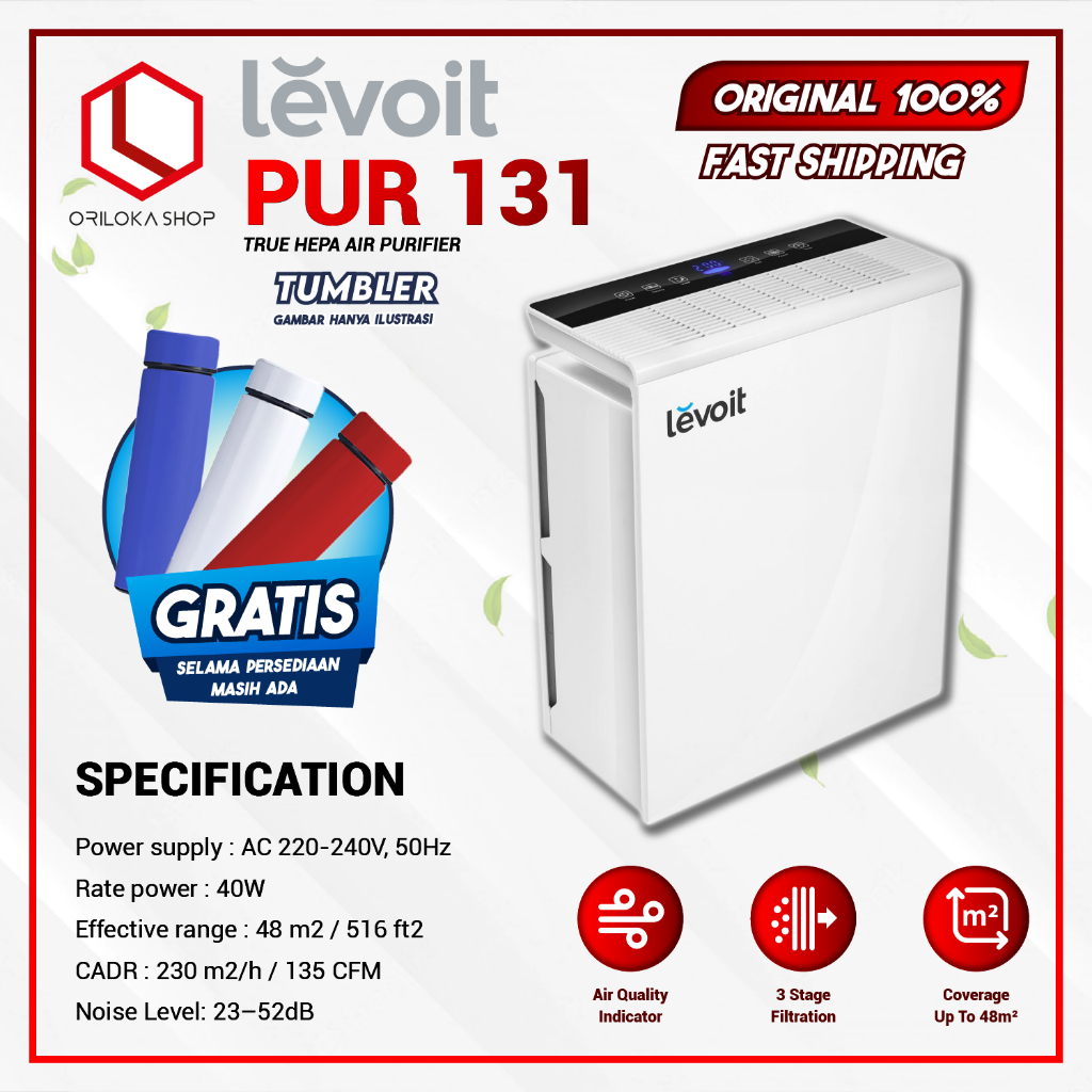 Levoit PUR 131 Air Purifier with True HEPA Filter H13 - Garansi Resmi