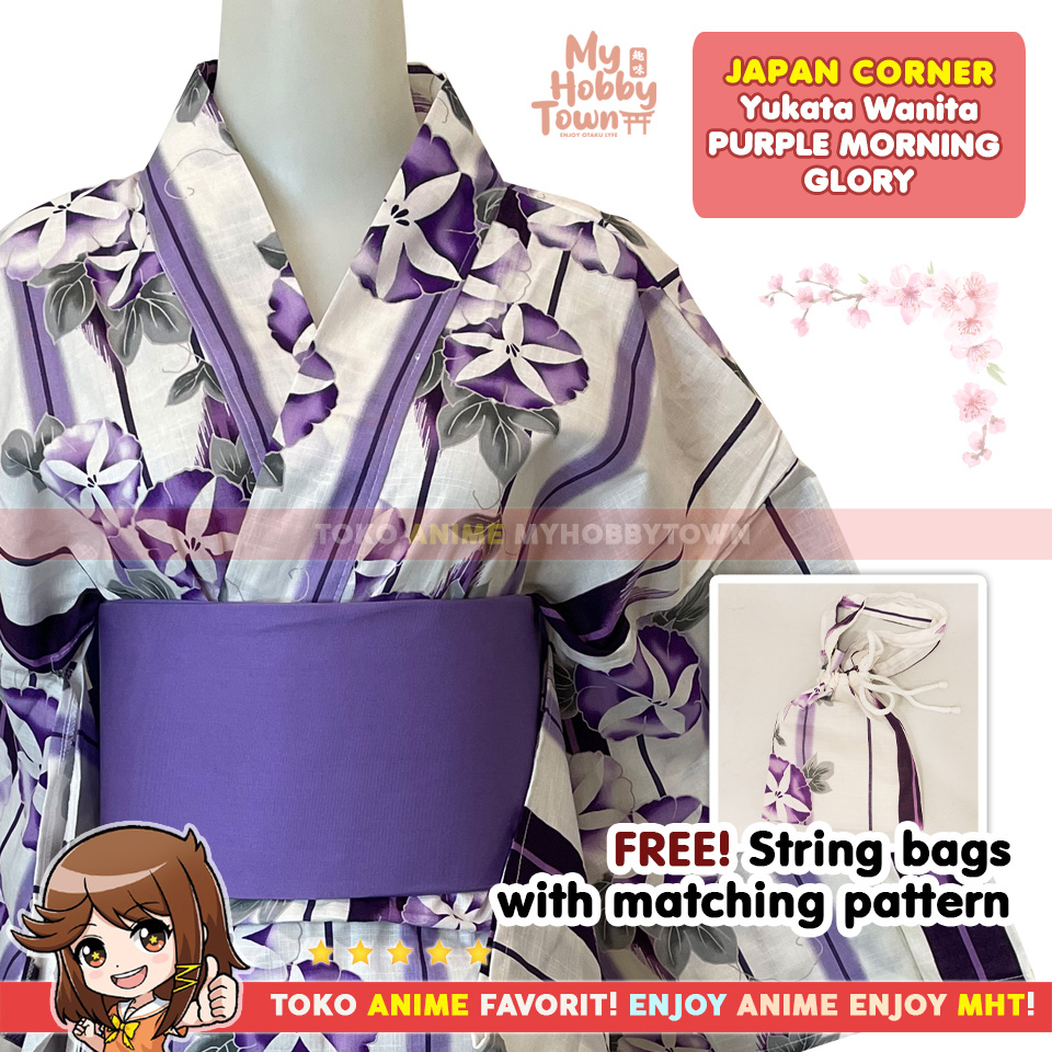 Yukata Kimono Wanita : Purple Morning Glory