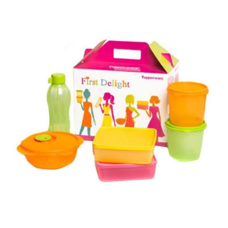 TUPPERWARE First Delight Set // Set Eco Bottle 500ml Botol Minum Ulir, Crystalwave Bowl Tempat Bekal