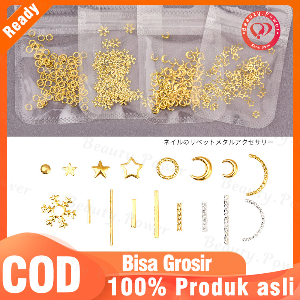 1 Bag Hiasan Kuku Bentuk/ Bulan Bahan Metal Untuk Aksesoris Nail Art 3D metal nail decorations / Manicure Diy