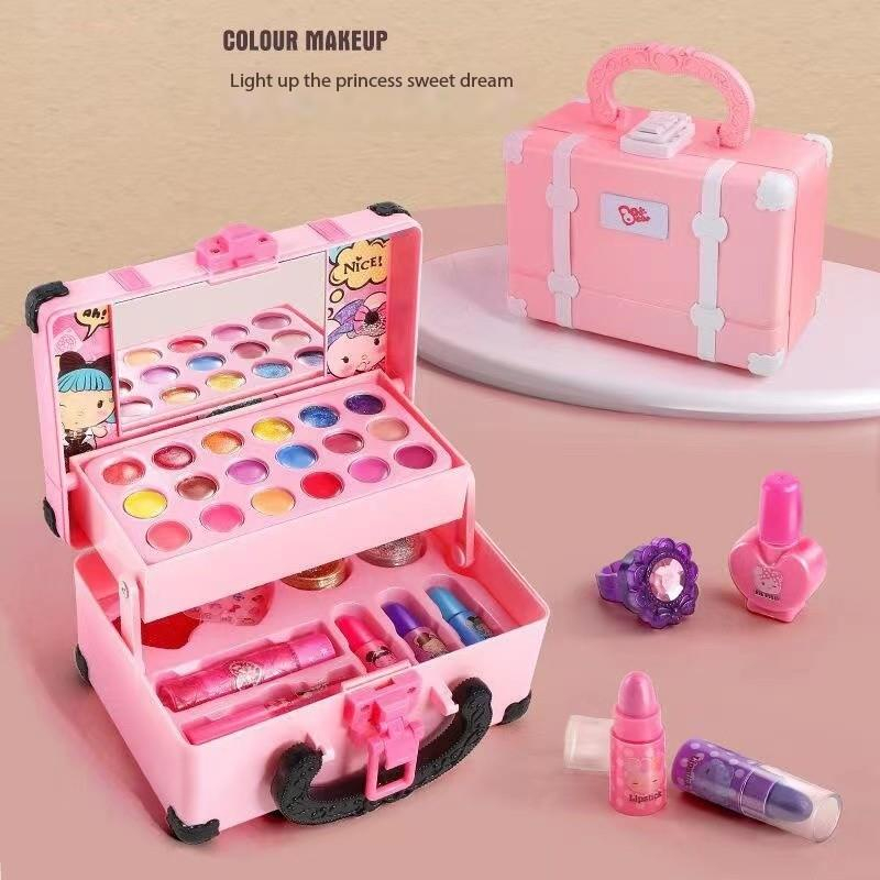 32Pcs Mainan Kosmetik Kecantikan Anak Kasus Peralatan Kotak Make Up Set untuk Gadis Ulang Tahun Hadiah Set Riasan Mainan Anak