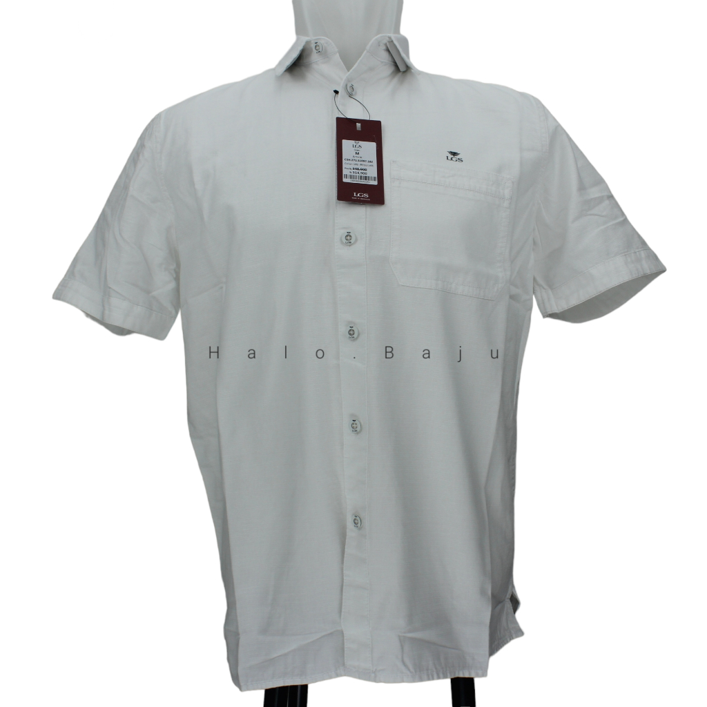 LGS ORIGINAL - Kemeja Casual Pria - Lengan Pendek - Putih Basic - Polos - Regular Fit - CSH.271.S109
