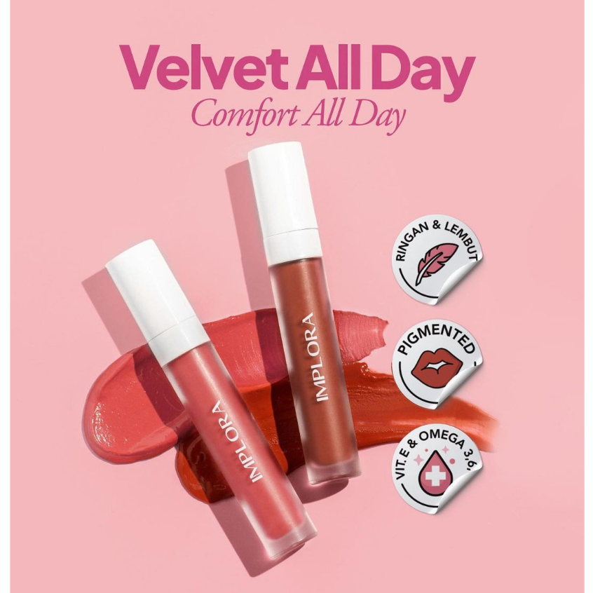 Implora Lip Velvet  Lip Cream Lipstik Lipvelvet BPOM HALAL Kosmetik Bibir Lip Cream Ringan dan Lembut