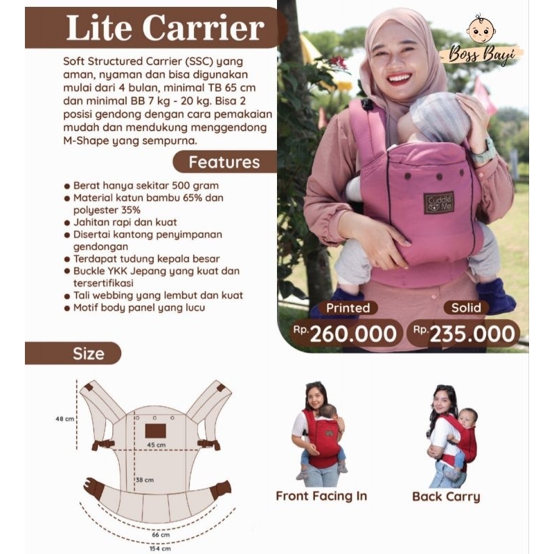 CUDDLE ME - LITE CARRIER / Gendongan Bayi