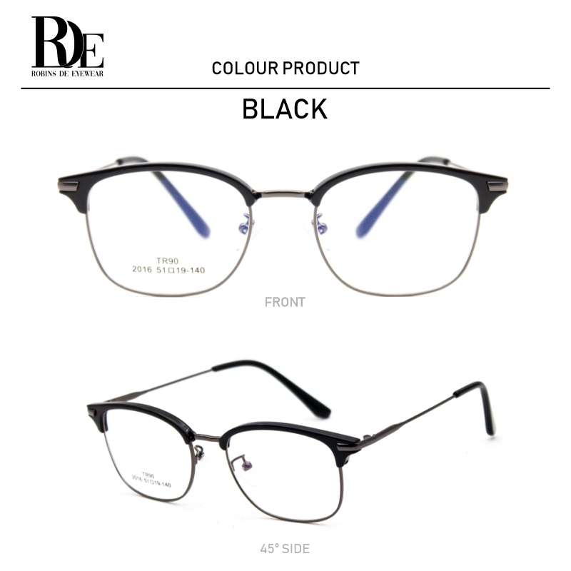 ROBINS Kacamata Photocromic Minus Style Bisnis Lentur Anti Radiasi Komputer Frame Kacamata Fashion Modern Blueray Bluecromic 2016-Black
