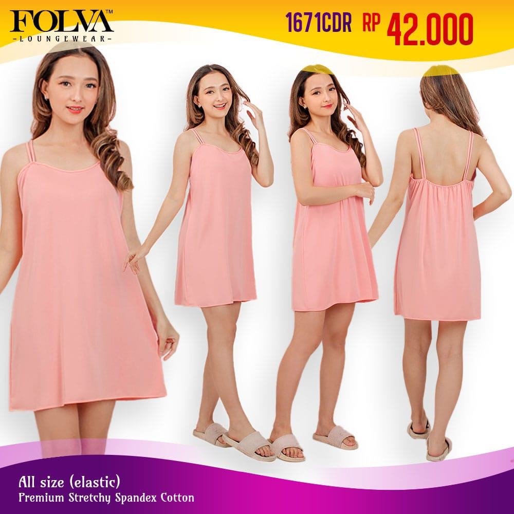 FOLVA Tanktop Dress Baju Tidur Wanita Spandex melar