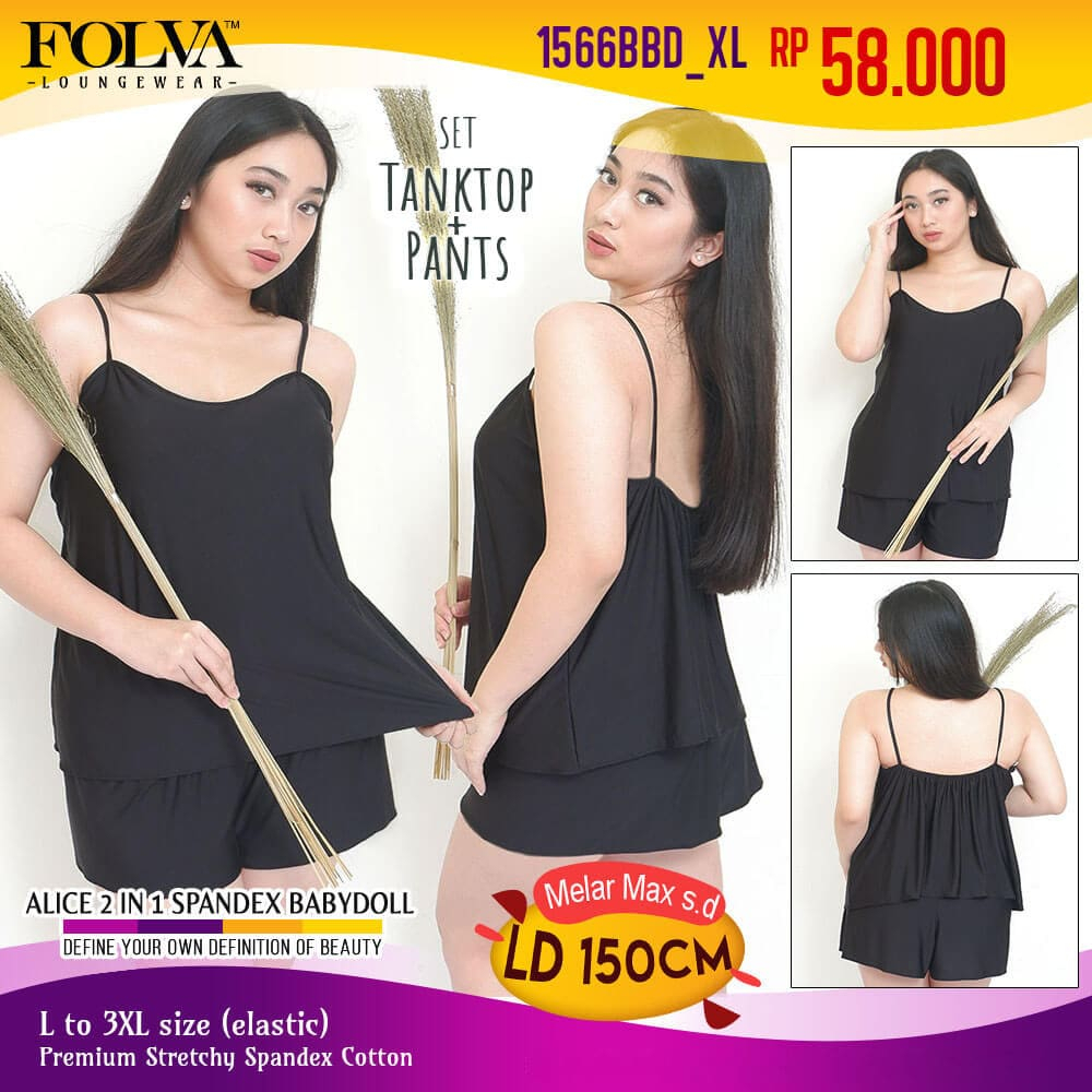 FOLVA Dress atasan wanita set celana pendek spandex 3XL big size jumbo
