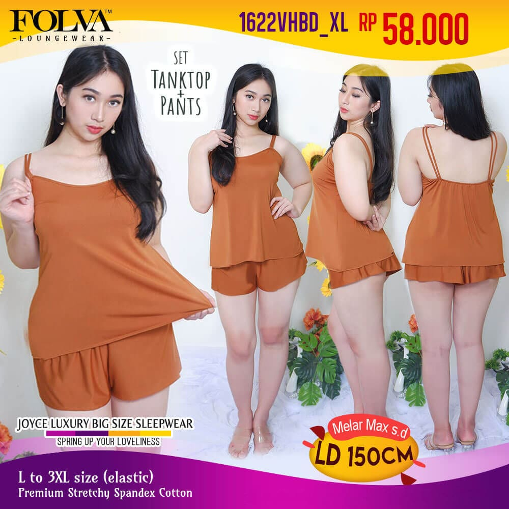FOLVA Dress atasan wanita set celana pendek spandex 3XL big size jumbo