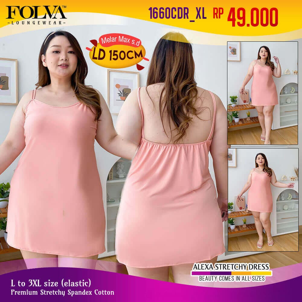 FOLVA Dress tanktop wanita baju tidur spandex XL big size jumbo