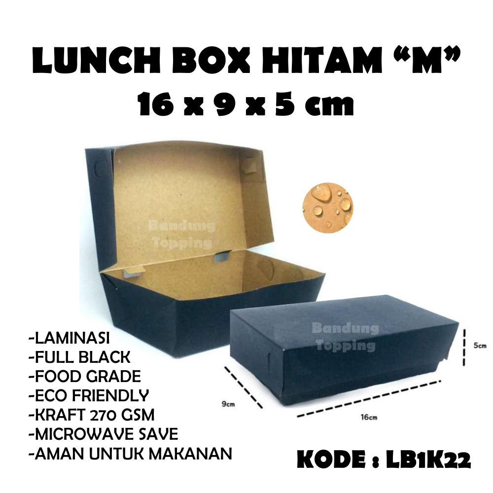 Lunch Box Hitam &quot;M&quot; LB1K22 / PCS