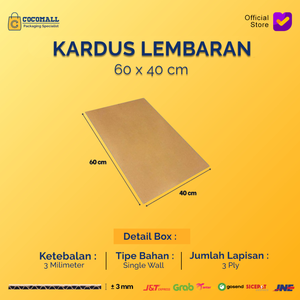 

Kardus Karton Lembaran 60x40 CM Lembaran Sheet Packing