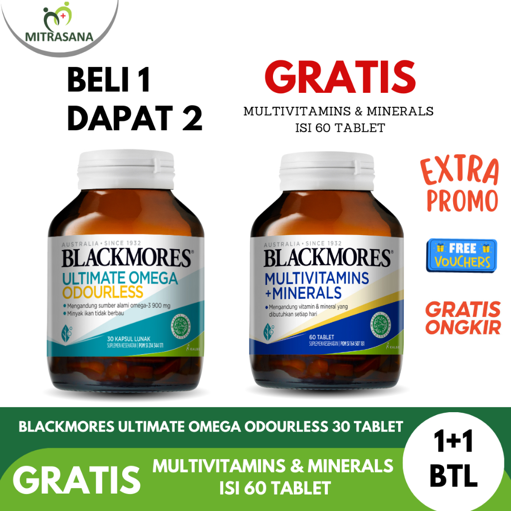 Blackmores Ultimate Omega Odourless (30) Gratis Blackmores Multivitamins Dan Minerals 60 Tablet