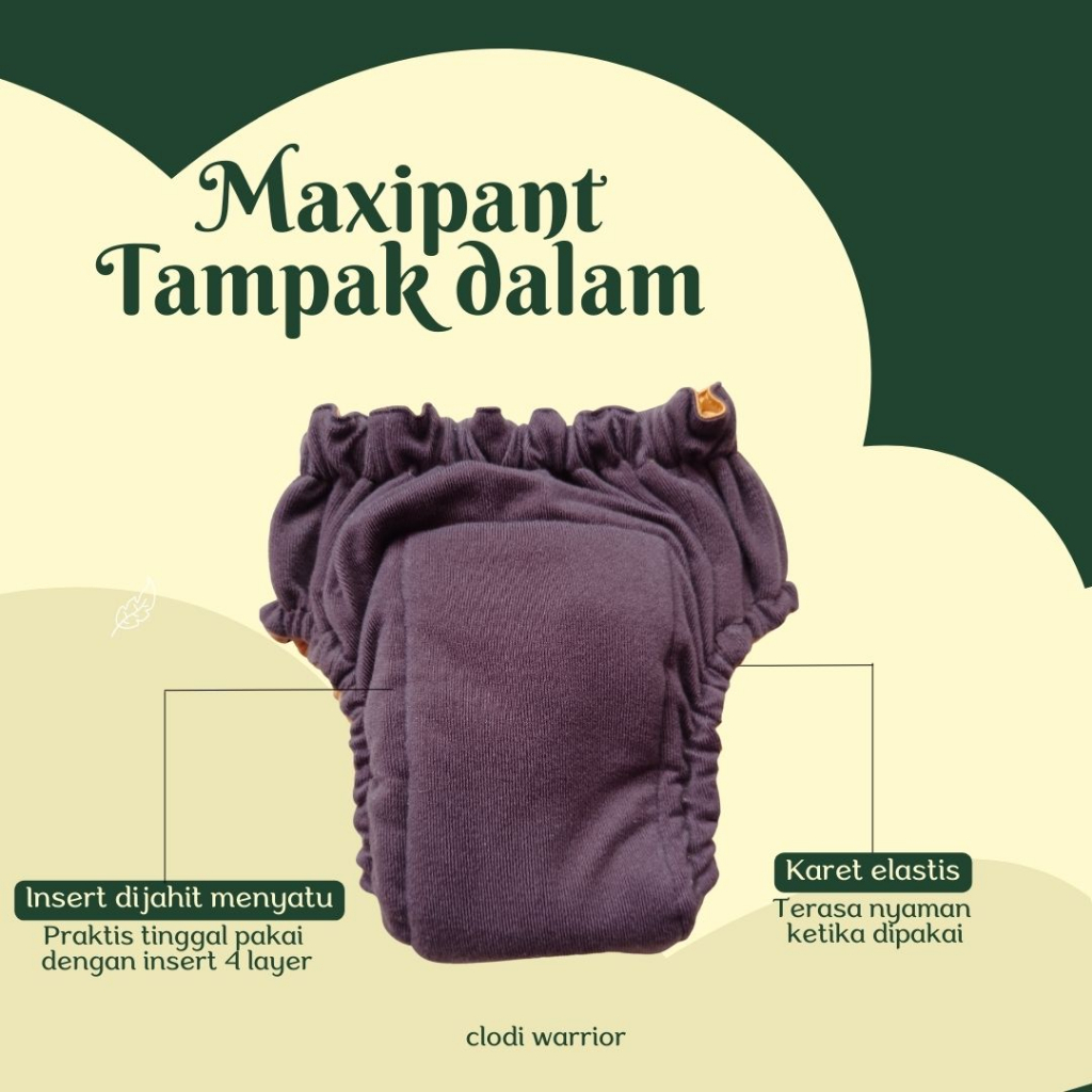 Klodiz Maxipants Clodi Celana Jumbo Praktis Insert Menyatu Popok Kain Cuci Ulang BB 15-30 Kg