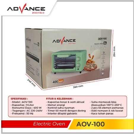 Advance Electric Oven Listrik AOV-100 9L 500W MURAH BERKUALITAS