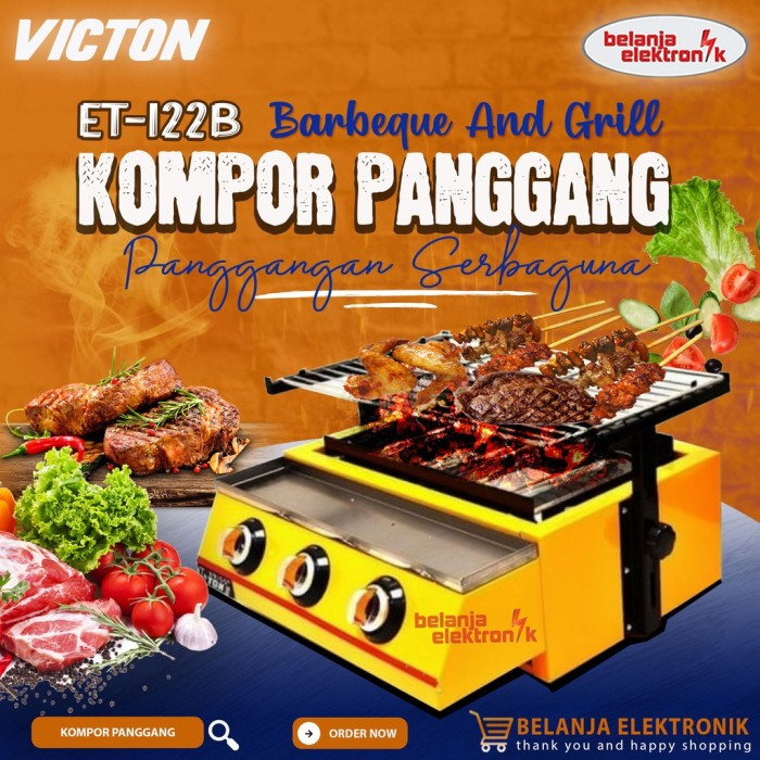 KOMPOR PANGGANGAN SOSIS BARBEQUE GRILL 3 TUNGKU VICTON ET-K122-B