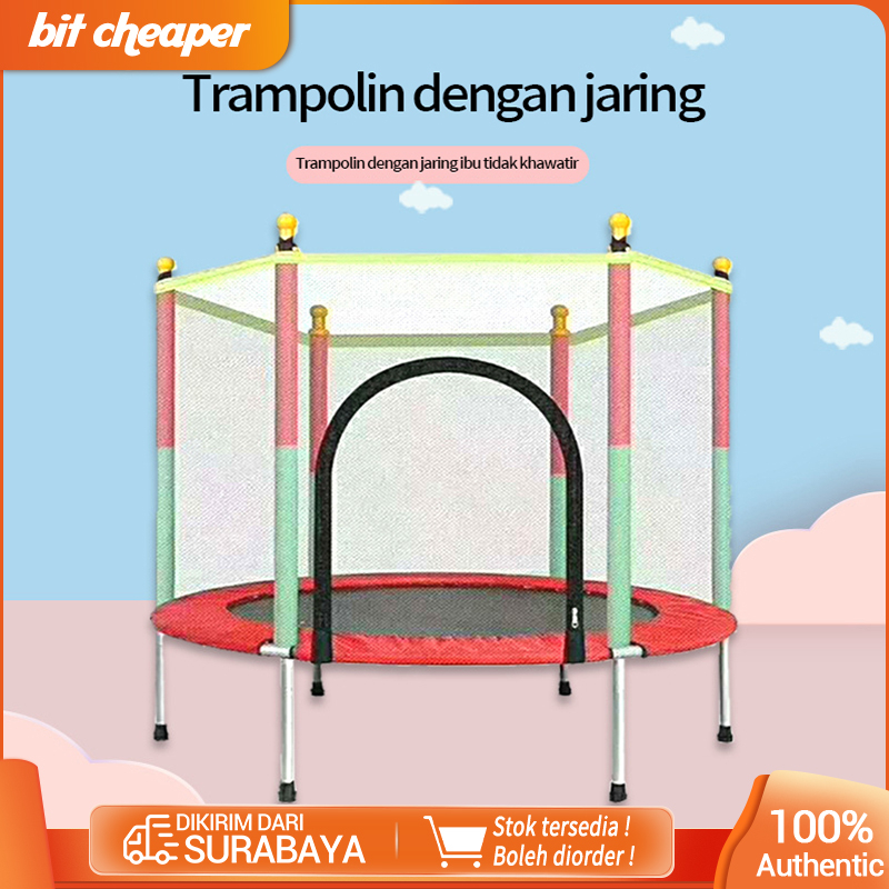 Harga khusus trampolin anak-anak 55 inci/trampolin latihan kebugaran bisa lipat/tempat bermain balita