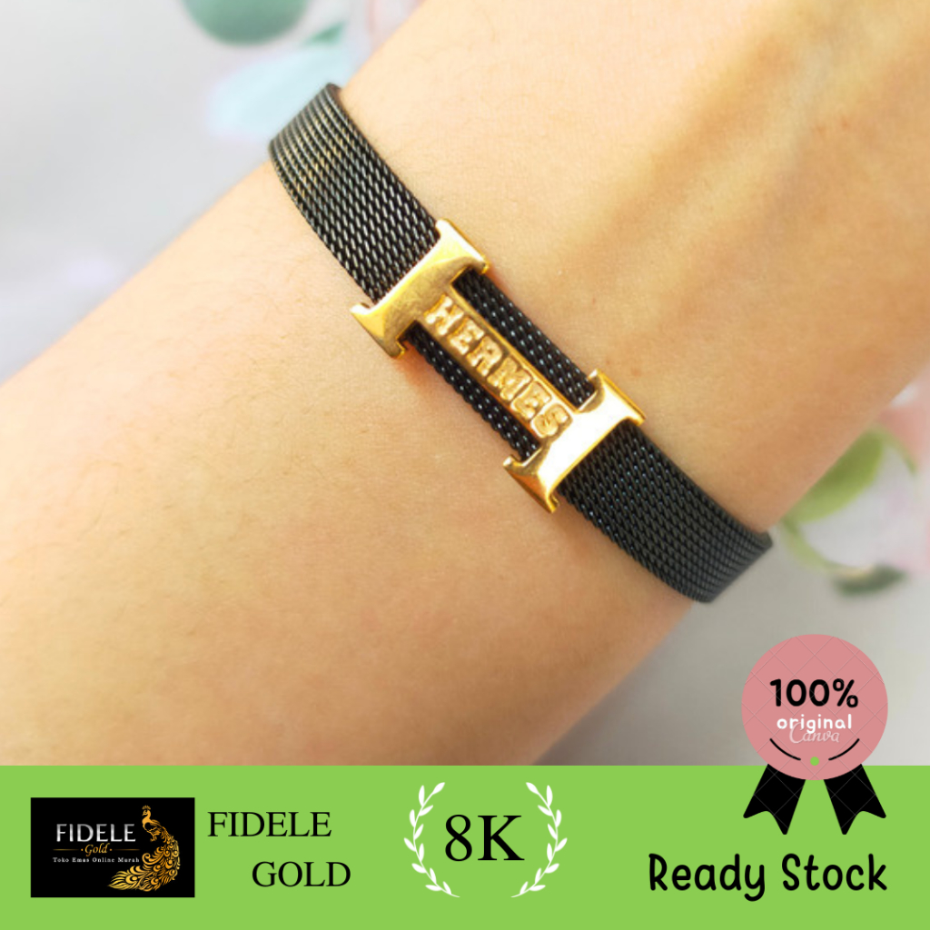 Gelang emas asli herme charm mainan variasi gelang stainless gelang tali sabuk gelang gesper wanita