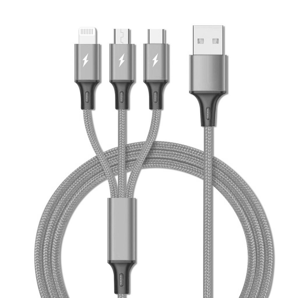 VIBOX 6A Kabel Data usb 3in1 Primary Colors Micro+Lightning+Type-C 1.2M 120CM Fast Charging 120w by.sultan