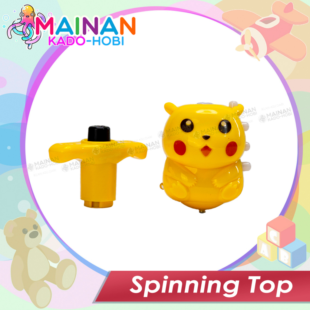 MAINAN MOTORIK ANAK SPINNING TOP GANGSING KARAKTER KARTUN PIKACHU