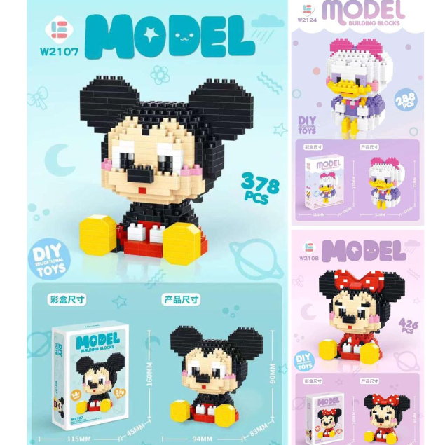 LEGO BLOCK DIY DISNEY MICKEY MINNIE MAINAN EDUKASI 3D BALOK EDUCATION BRICK