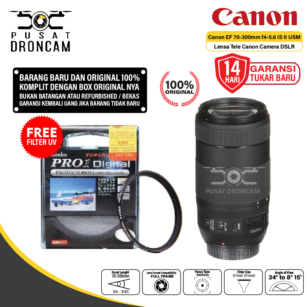 Lensa Canon EF 70-300mm f4-5.6 IS II USM Tele Canon Camera DSLR Resmi