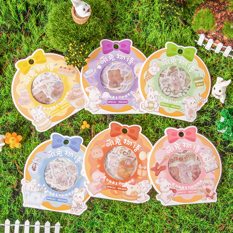 

STORY OF CUTE RABBIT WASHI FLAKE STICKERS SET | STIKER KELINCI