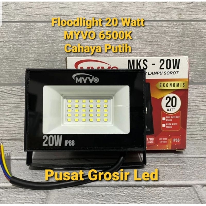 MYVO LAMPU SOROT FLOODLIGHT 20 Watt 20W Cahaya Putih 6500K