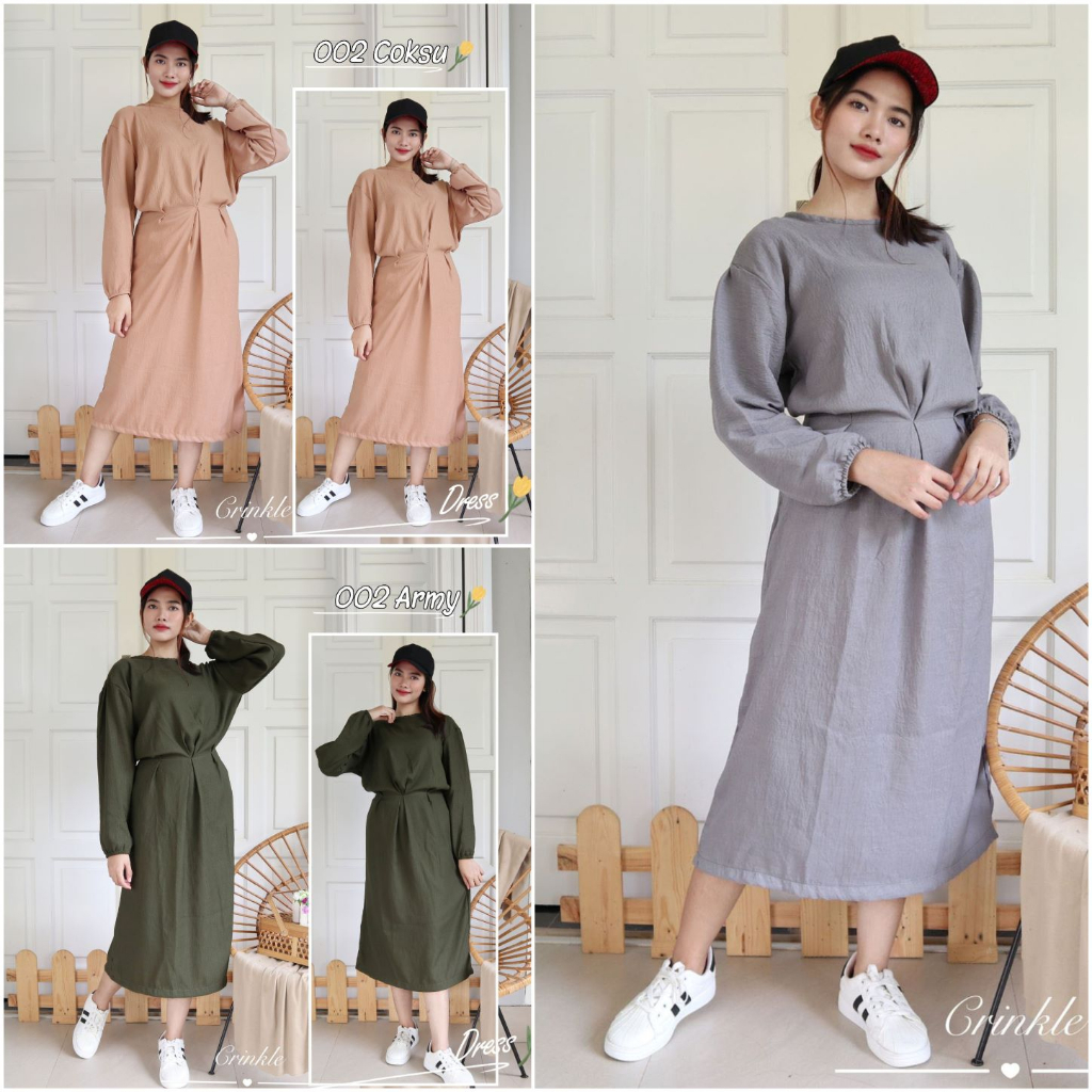 IZANY Dress Crinkle Midi Dress Crinkle