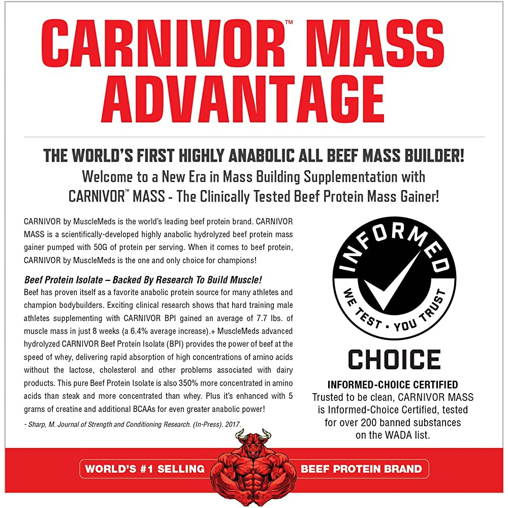 Musclemeds Carnivor Mass Big Steer 15 lbs Weight Gainer Muscle Meds