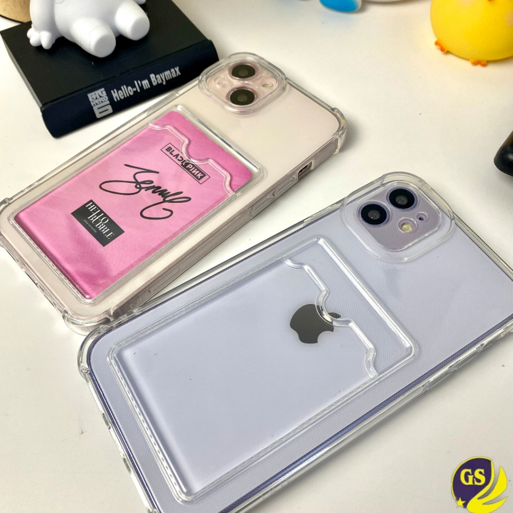 SOFT CASE TRANSPARANT CARD SLOT CARD HOLDER iPhone 6 6S 6G 6+ 6S+ 6G+ 7 8 SE 2020 7+ 8+ PLUS X XS MAX XR 11 12 13 14 PRO MAX PLUS MINI