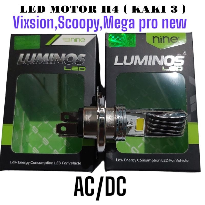 Lampu Depan Motor Led Bolham Depan Motor Led H4 Kaki 3 Vixsion Mega pro New Scoopy Super Terang