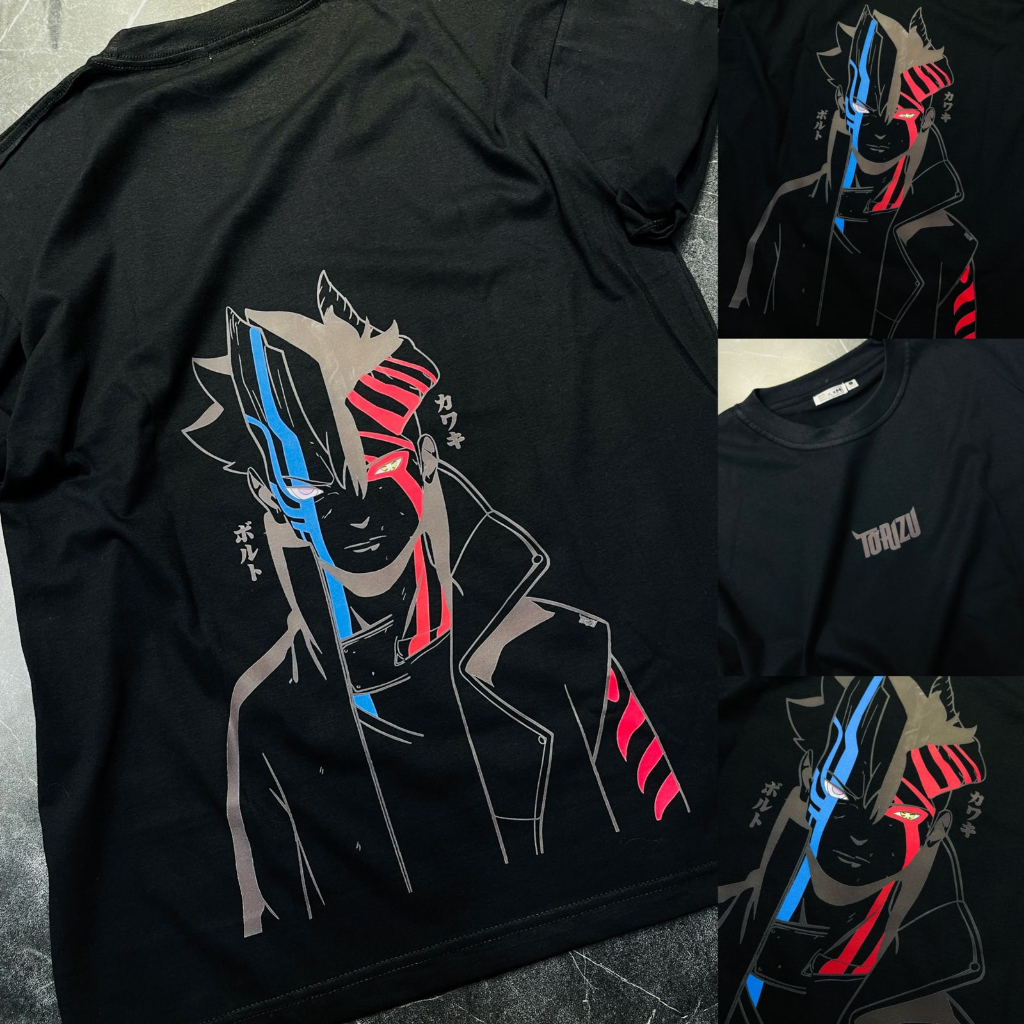 TORIZU Tshirt Boruto x Kawaki Karma Black Anime Manga Naruto Premium Unisex