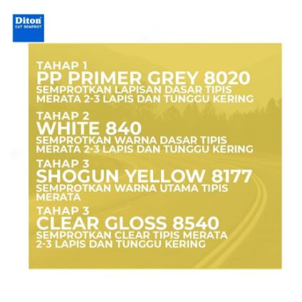 Pilox Diton Shogun Yellow 8177 300ml Warna Kuning Suzuki Kilap Mengkilap Glossy Sepeda Motor Mobil