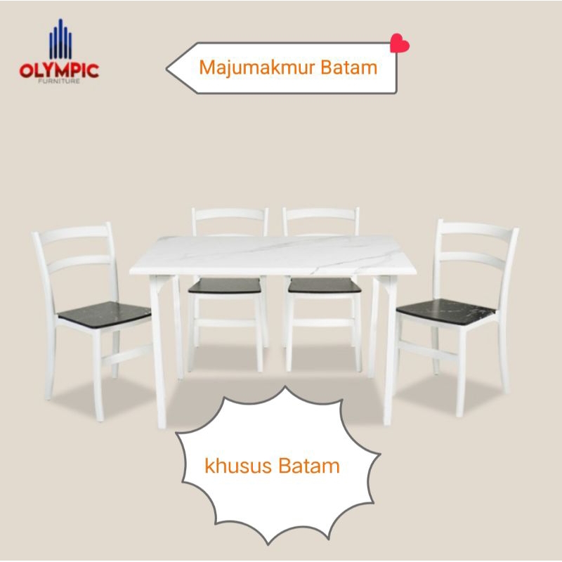 OLYMPIC DTM MARBLE MEJA MAKAN + 4 KURSI ( DINNING TABLE )