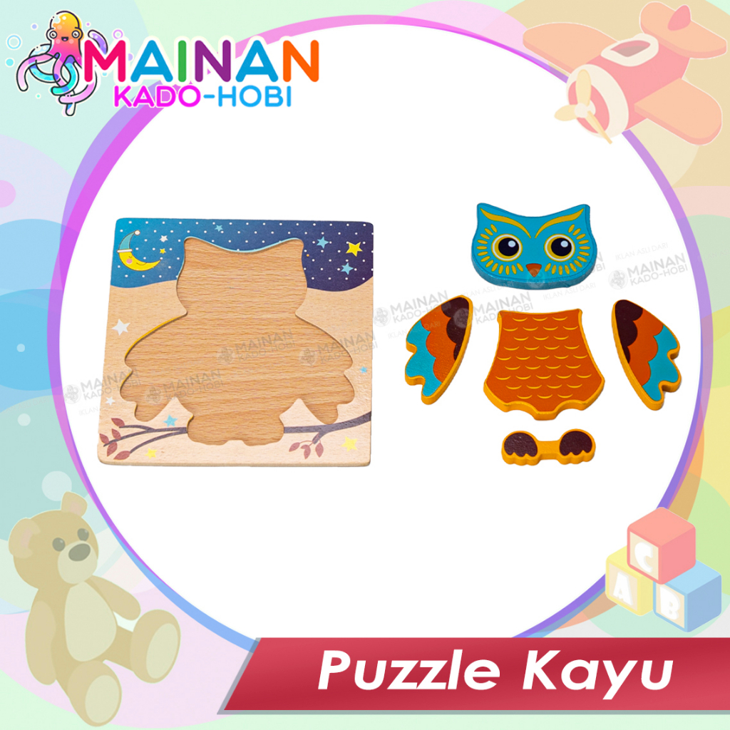 MAINAN ANAK EDUKASI PUZZLE CHUNKY KAYU PREMIUM KARAKTER ANIMAL VEHICLE