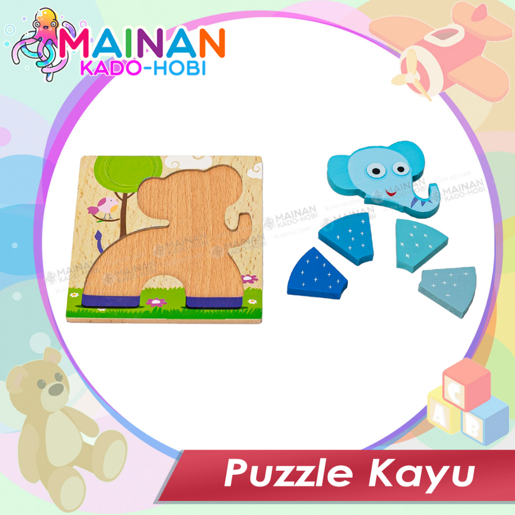 MAINAN ANAK EDUKASI PUZZLE CHUNKY KAYU PREMIUM KARAKTER ANIMAL VEHICLE