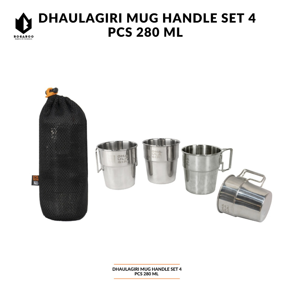 Dhaulagiri mug handle 4 set 280 mal - Coffe Cup Set Stainless Double Wall - gelas