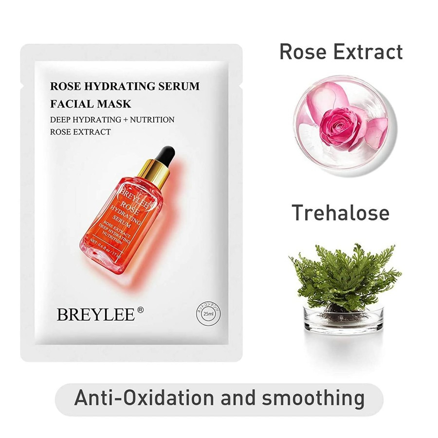 BREYLEE Sheet Mask Rose Hydrating Serum Facial Mask/BPOM/HALAL