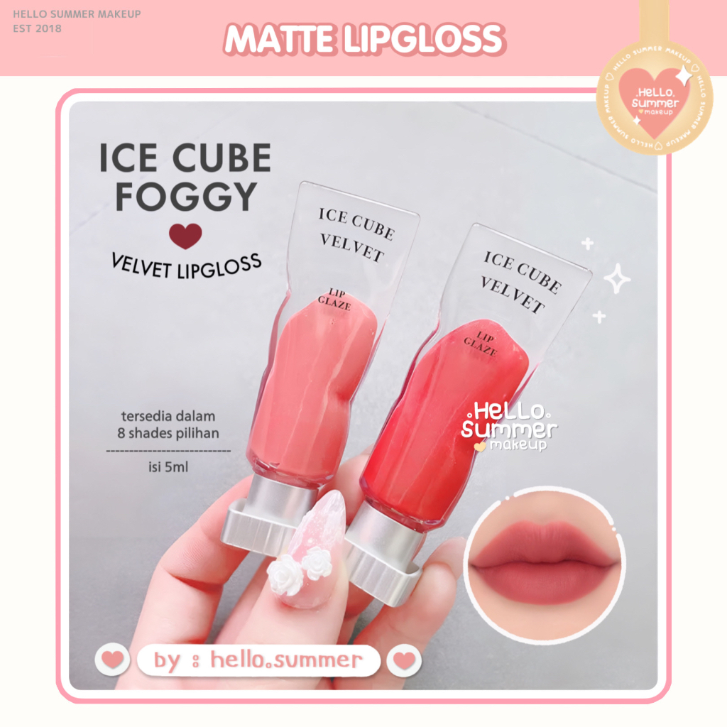 ICE CUBE Velvet Matte Lipgloss Lipcream Lipstick Tahan Lama 5ml Kiss Beauty