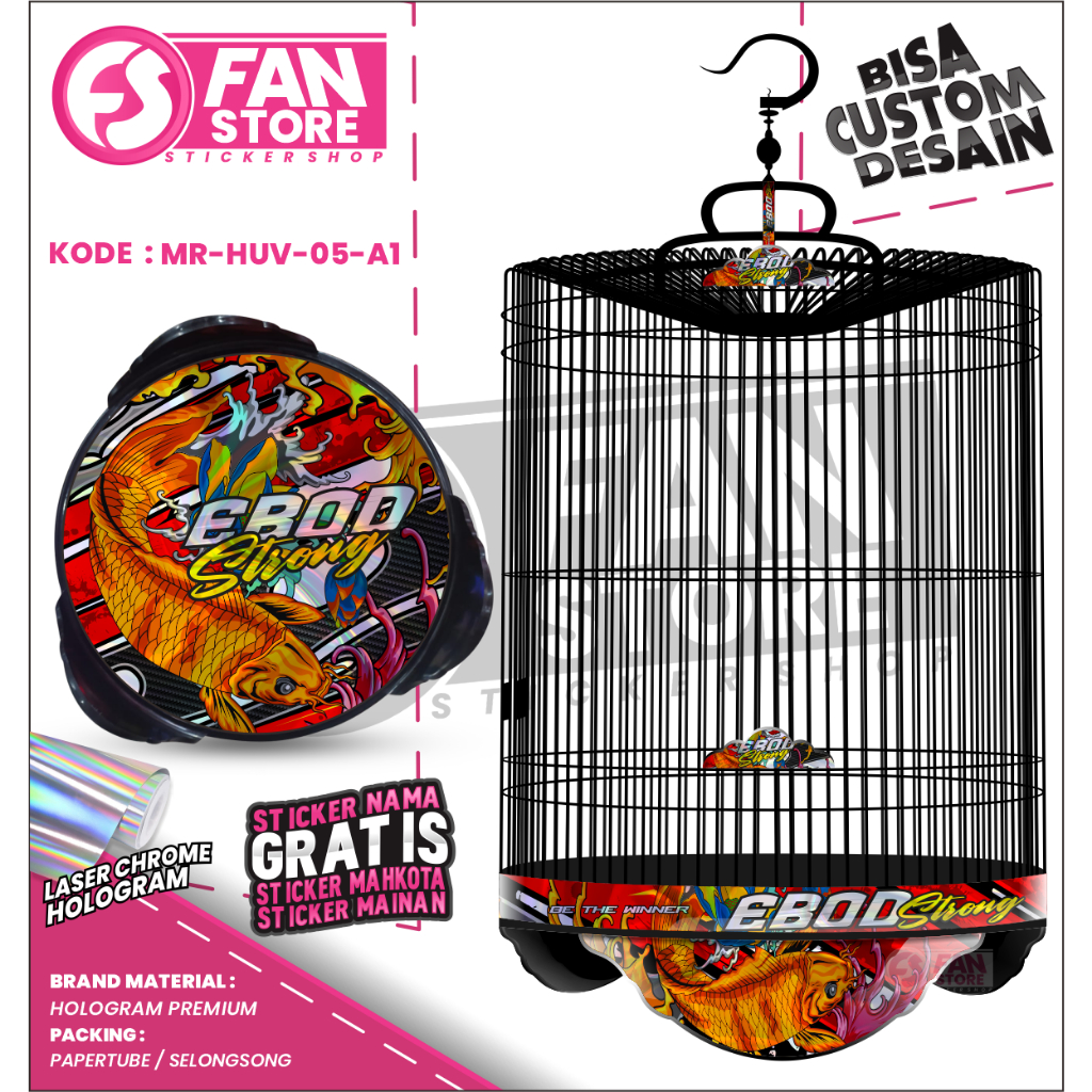 Sticker Decal Tebok Murai - Decal Sangkar Murai Hologram UV