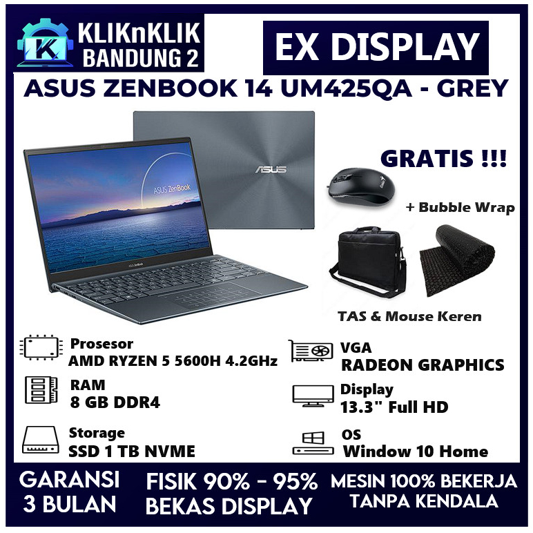 LAPTOP ULTRABOOK SLIM ASUS ZENBOOK 14 UM425QA AMD RYZEN 5 LIKE NEW