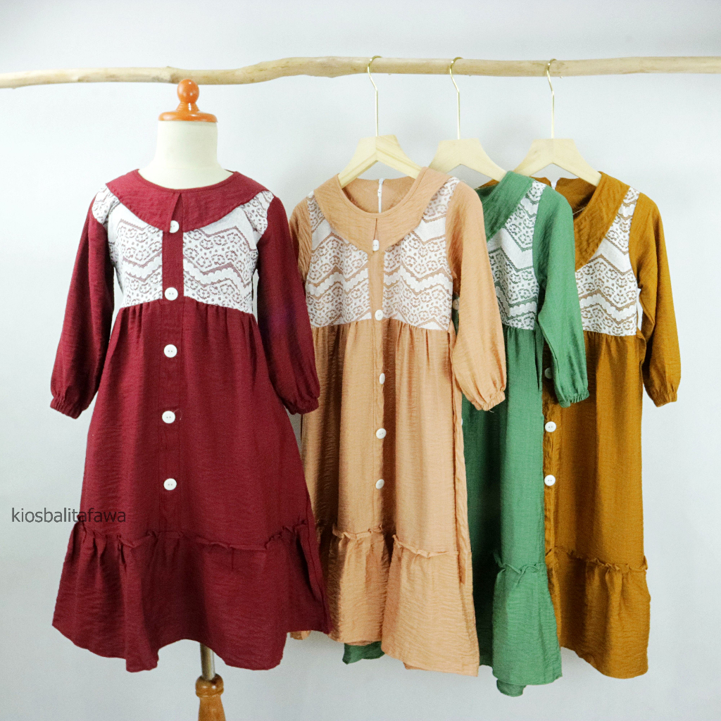 [ Free Hijab ] Gamis Annisa 4-8 Tahun Gamis Anak perempuan Premium Baju Muslim anak-anak Tunik Muslimah Anak Babycinnamon