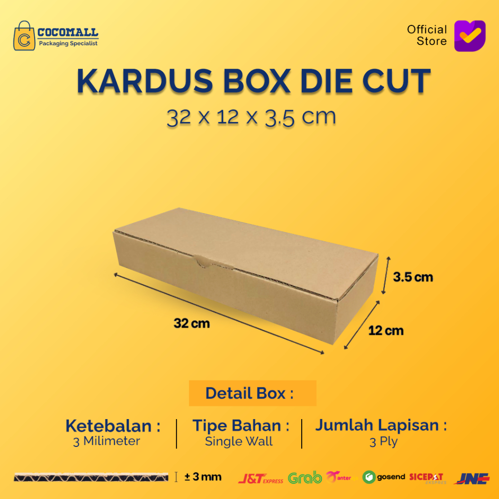 

Kardus Box Die Cut 32x12x5 CM Dus Kue Makanan Brownies Polos