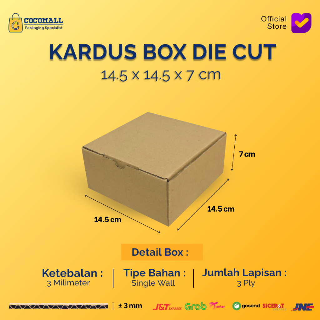 

Kardus Box Die Cut 14,5x14,5x7 CM Kotak Dus Packing Hampers Kado Polos